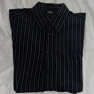Alfani Men's Black and Gray Striped Dress Shirt